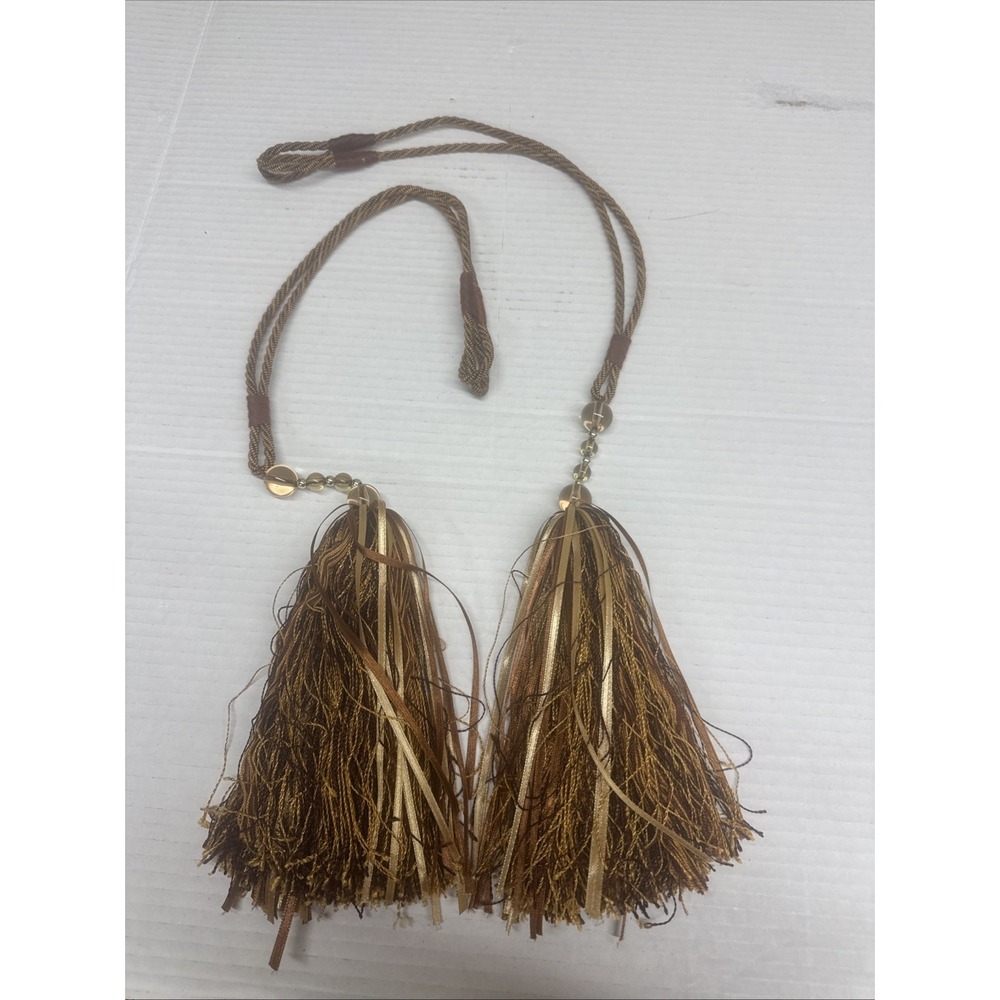 Vintage Tie Backs With Tassel Set Of 2 Bronze Beaded